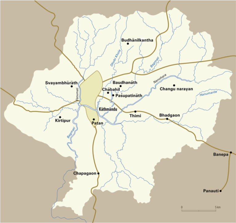 Image : carte de la vallée de Kathmandu
