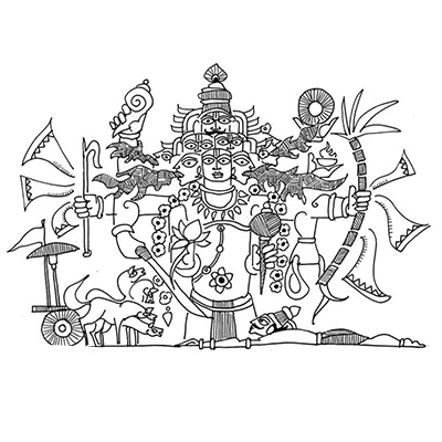 Image : Dessin népalais illustrant les castes